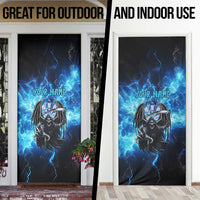 Custom Grim Reaper Bowling Door Cover with Blue Lightning Background - Wonder Print Shop