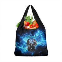 Custom Grim Reaper Bowling Grocery Bag with Blue Lightning Background - Wonder Print Shop