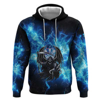Custom Grim Reaper Bowling Hoodie with Blue Lightning Background - Wonder Print Shop