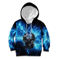 Custom Grim Reaper Bowling Kid Hoodie with Blue Lightning Background - Wonder Print Shop