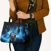 Custom Grim Reaper Bowling Leather Bag with Blue Lightning Background - Wonder Print Shop