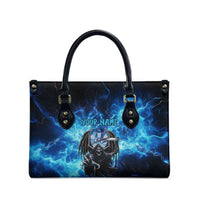 Custom Grim Reaper Bowling Leather Bag with Blue Lightning Background - Wonder Print Shop