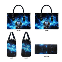 Custom Grim Reaper Bowling Leather Bag with Blue Lightning Background - Wonder Print Shop