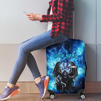 Custom Grim Reaper Bowling Luggage Cover with Blue Lightning Background - Wonder Print Shop