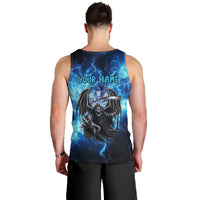 Custom Grim Reaper Bowling Men Tank Top with Blue Lightning Background - Wonder Print Shop