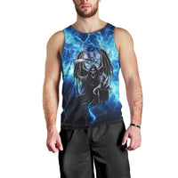 Custom Grim Reaper Bowling Men Tank Top with Blue Lightning Background - Wonder Print Shop