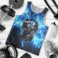 Custom Grim Reaper Bowling Men Tank Top with Blue Lightning Background - Wonder Print Shop