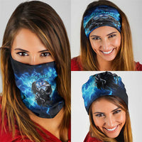 Custom Grim Reaper Bowling Neck Gaiter with Blue Lightning Background - Wonder Print Shop