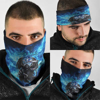 Custom Grim Reaper Bowling Neck Gaiter with Blue Lightning Background - Wonder Print Shop