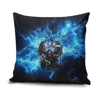 Custom Grim Reaper Bowling Pillow Cover with Blue Lightning Background - Wonder Print Shop