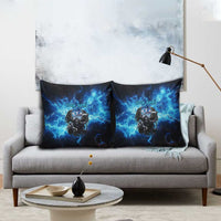 Custom Grim Reaper Bowling Pillow Cover with Blue Lightning Background - Wonder Print Shop