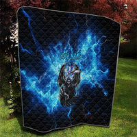 Custom Grim Reaper Bowling Quilt with Blue Lightning Background - Wonder Print Shop