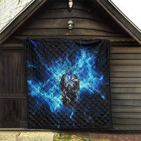 Custom Grim Reaper Bowling Quilt with Blue Lightning Background - Wonder Print Shop