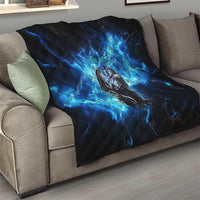 Custom Grim Reaper Bowling Quilt with Blue Lightning Background - Wonder Print Shop