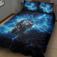 Custom Grim Reaper Bowling Quilt Bed Set with Blue Lightning Background - Wonder Print Shop
