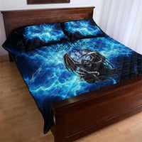 Custom Grim Reaper Bowling Quilt Bed Set with Blue Lightning Background - Wonder Print Shop