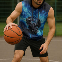 Custom Grim Reaper Bowling Sleeveless Hoodie with Blue Lightning Background - Wonder Print Shop