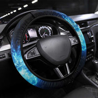 Grim Reaper Bowling Steering Wheel Cover with Blue Lightning Background - Wonder Print Shop