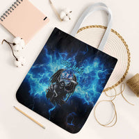 Custom Grim Reaper Bowling Tote Bag with Blue Lightning Background - Wonder Print Shop