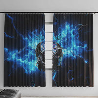 Custom Grim Reaper Bowling Window Curtain with Blue Lightning Background - Wonder Print Shop