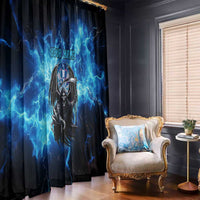 Custom Grim Reaper Bowling Window Curtain with Blue Lightning Background - Wonder Print Shop