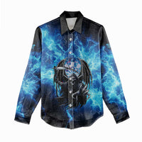 Custom Grim Reaper Bowling Women Casual Shirt with Blue Lightning Background - Wonder Print Shop