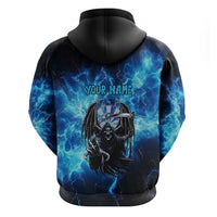 Custom Grim Reaper Bowling Zip Hoodie with Blue Lightning Background - Wonder Print Shop