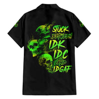 Stuck Between Idk Idc And Idgaf Skull Hawaiian Shirt - Wonder Print Shop