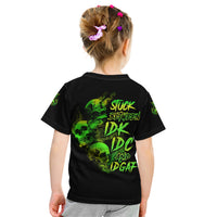 Stuck Between Idk Idc And Idgaf Skull Kid T Shirt - Wonder Print Shop