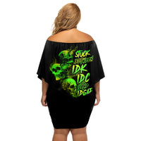 Stuck Between Idk Idc And Idgaf Skull Off Shoulder Short Dress - Wonder Print Shop