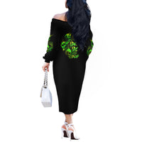 Stuck Between Idk Idc And Idgaf Skull Off The Shoulder Long Sleeve Dress - Wonder Print Shop