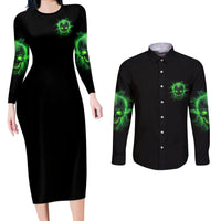 Heaven Don't Want Me Mad Skull Couples Matching Long Sleeve Bodycon Dress and Long Sleeve Button Shirt - Wonder Print Shop