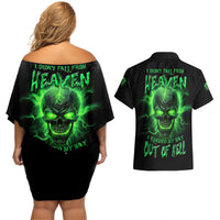 Heaven Don't Want Me Mad Skull Couples Matching Off Shoulder Short Dress and Hawaiian Shirt - Wonder Print Shop