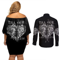 From Our First Kiss Till Our Last Breath Couple Couples Matching Off Shoulder Short Dress and Long Sleeve Button Shirt - Wonder Print Shop