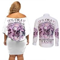 It's Okay If You Don't Like Me Couples Matching Off Shoulder Short Dress and Long Sleeve Button Shirt - Wonder Print Shop