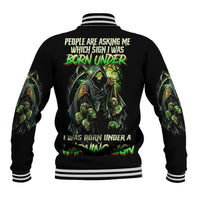Warning Sign Skull Reaper Baseball Jacket - Wonder Print Shop
