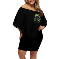 Warning Sign Skull Reaper Family Matching Off Shoulder Short Dress and Hawaiian Shirt - Wonder Print Shop