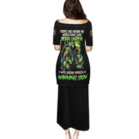 Warning Sign Skull Reaper Family Matching Puletasi Dress and Hawaiian Shirt - Wonder Print Shop