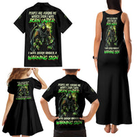 Warning Sign Skull Reaper Family Matching Tank Maxi Dress and Hawaiian Shirt - Wonder Print Shop
