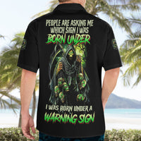 Warning Sign Skull Reaper Hawaiian Shirt - Wonder Print Shop