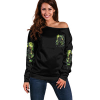 Warning Sign Skull Reaper Off Shoulder Sweater - Wonder Print Shop