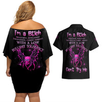 I'm A B Don't Try Me Couples Matching Off Shoulder Short Dress and Hawaiian Shirt - Wonder Print Shop