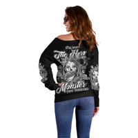 I'm Not The Hero You Want Off Shoulder Sweater - Wonder Print Shop