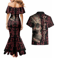 Zero F Given Skull Couples Matching Mermaid Dress and Hawaiian Shirt - Wonder Print Shop