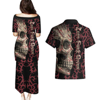 Zero F Given Skull Couples Matching Puletasi Dress and Hawaiian Shirt - Wonder Print Shop