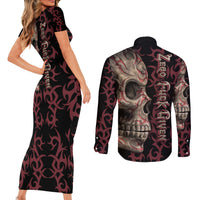 Zero F Given Skull Couples Matching Short Sleeve Bodycon Dress and Long Sleeve Button Shirt - Wonder Print Shop