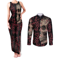 Zero F Given Skull Couples Matching Tank Maxi Dress and Long Sleeve Button Shirt - Wonder Print Shop