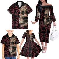 Zero F Given Skull Family Matching Off Shoulder Long Sleeve Dress and Hawaiian Shirt - Wonder Print Shop