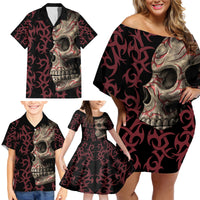 Zero F Given Skull Family Matching Off Shoulder Short Dress and Hawaiian Shirt - Wonder Print Shop