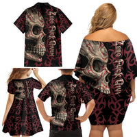 Zero F Given Skull Family Matching Off Shoulder Short Dress and Hawaiian Shirt - Wonder Print Shop
